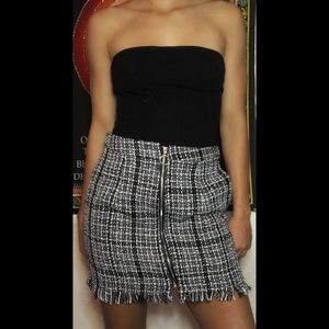 NWOT S SHEIN Plaid and Silver Zip Up Mini Skirt